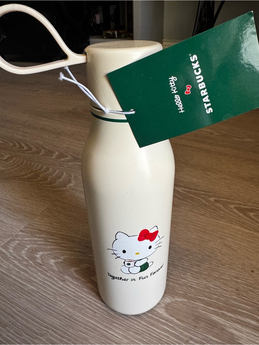 Starbucks Cream Hello Kitty Stainless Bottle with Red Bow